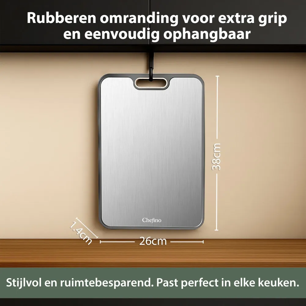 Dubbelzijdige Titanium Snijplank - 38 x 26 cm - Hygiënisch, Duurzaam & Onmisbaar Elke Keuken