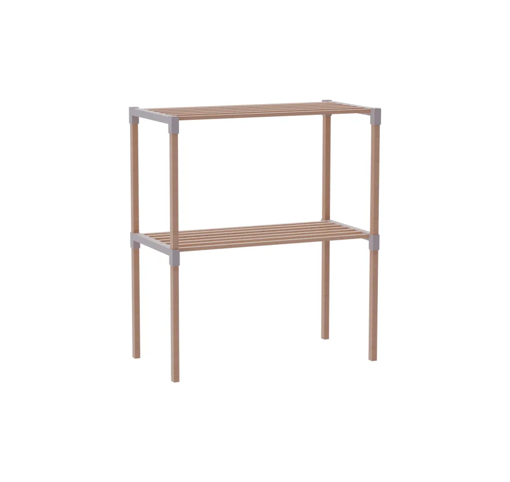 FixWood 2-laags Ovenrek – Keukenrek van Hout en Kunststof – Magnetron Rek – 58x34x63 cm – Multifunctioneel Opslagrek – Ext...