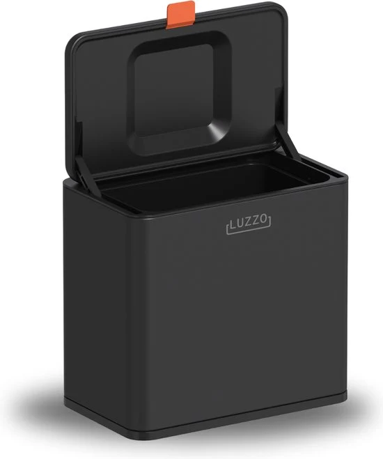 Luzzo® Loft Afvalbakje Aanrecht 5 liter - Uitneembare Binnenbak - Neerzetten-Ophangen - Zwart