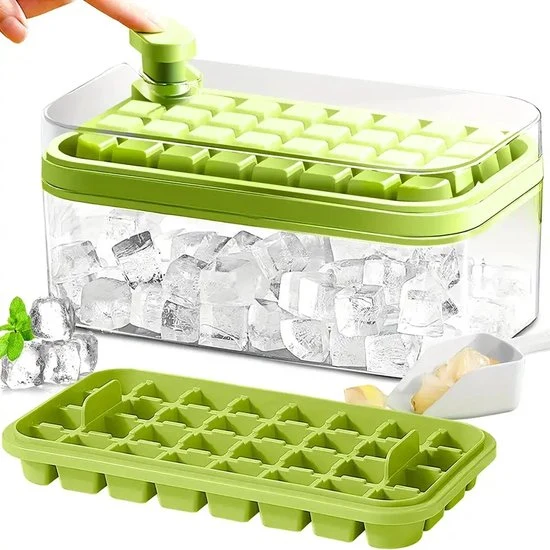 Sasemy - Ijsblokjes - 32 ijsblokjes - Ijsblokjes maker Deluxe - IJsblokjes vorm met bakje en deksel - IJsklontjes - Zomer...