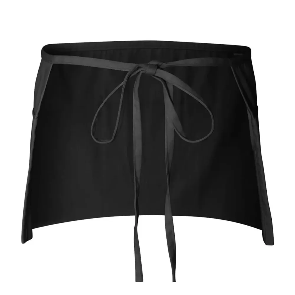 Serveerschort Kort - Zwart - Textiel - 3 Opbergvakken - Professioneel Horecaschort - Heupschort - Kort Kookschort - Keuken...