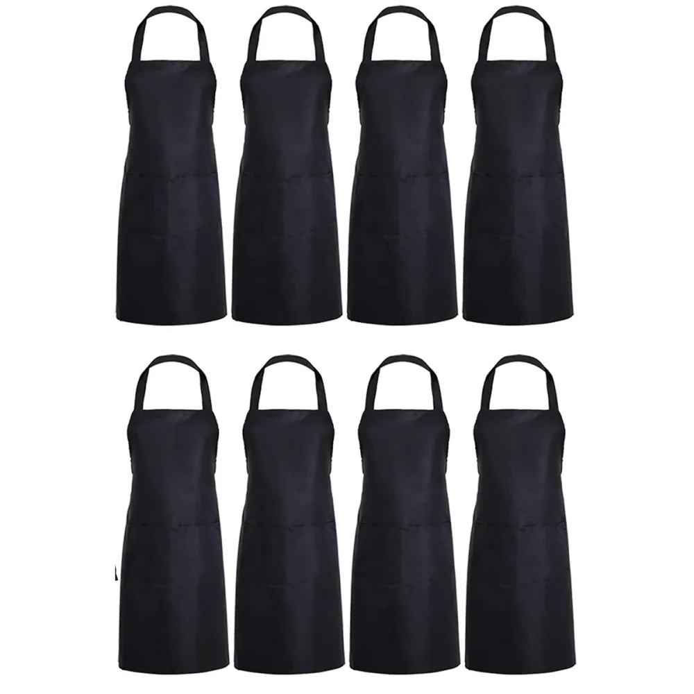 Serveerschort Lang - 8 stuks - Zwart - Textiel - 3 Opbergvakken - Professioneel Horecaschort - Heupschort - Kort Kookschor...