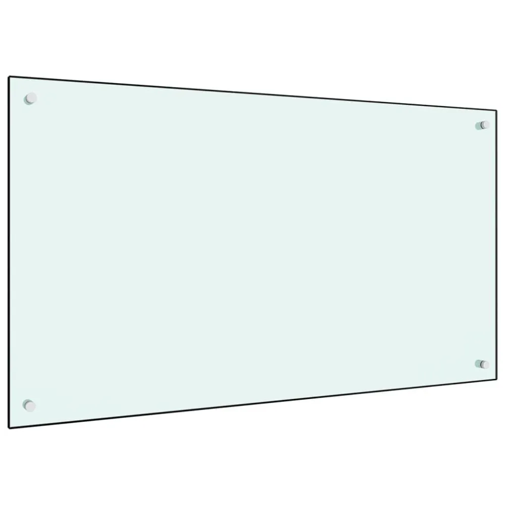 Spatscherm keuken 100x60 cm gehard glas wit