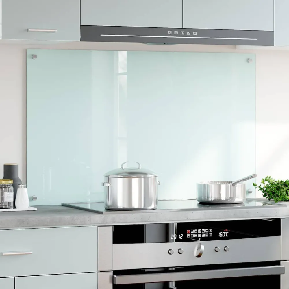 Spatscherm keuken 100x60 cm gehard glas wit