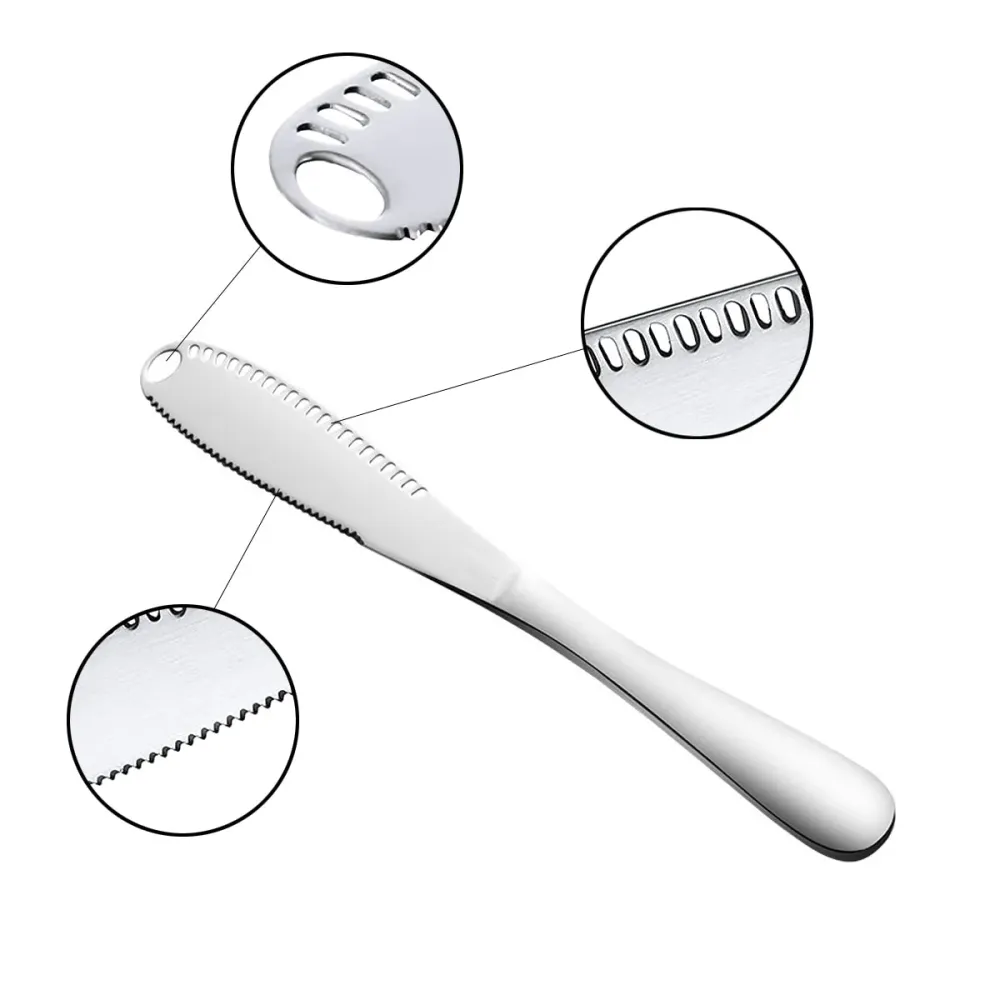 Zilverkleurige 3-delige Botermessen Set - Roestvrijstaal - Messenset voor de boter - 3 x 20,8 x 1,6 cm