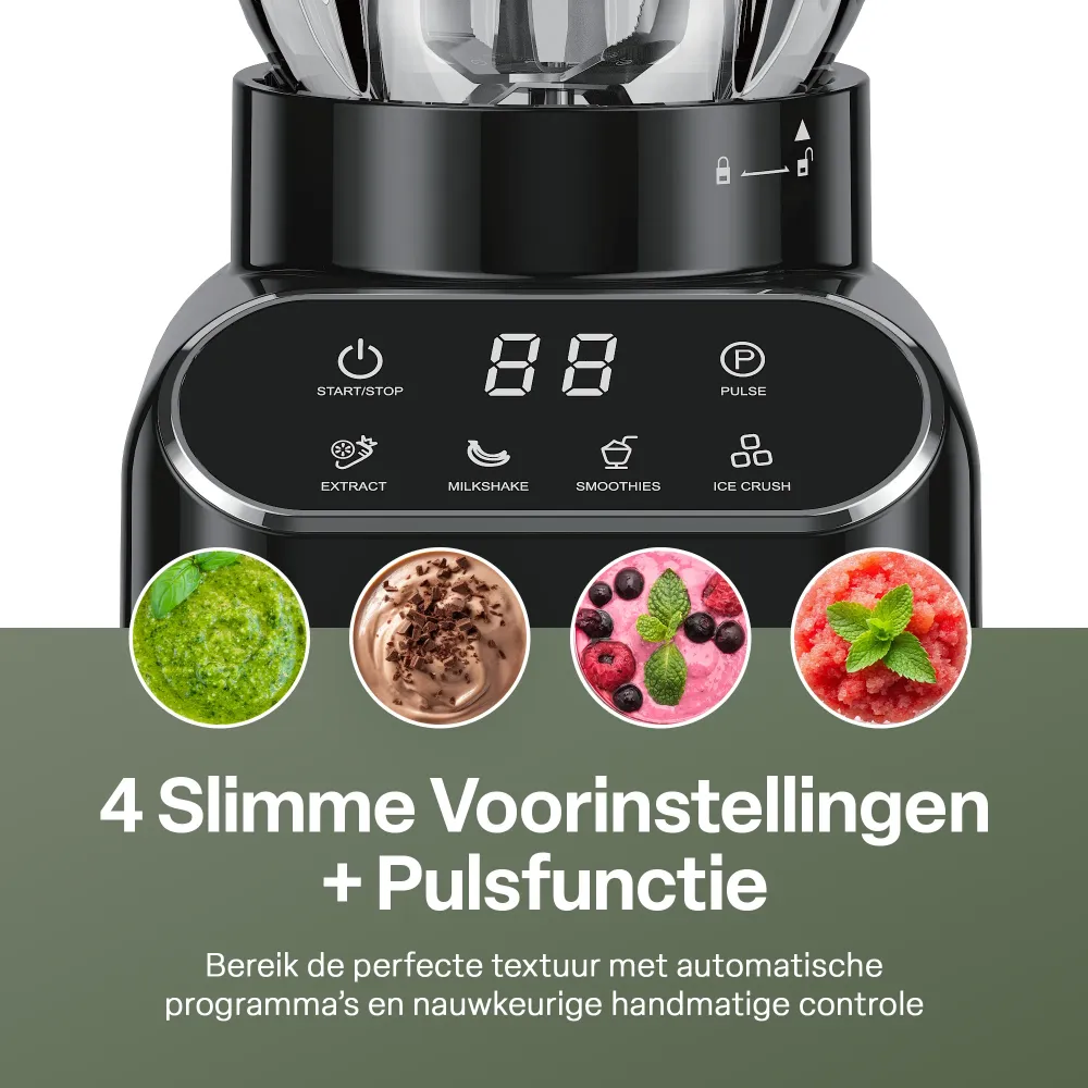 Chefino Blender 1400W – Krachtige Smoothie Blender met Glazen Kan 1,5L – Inclusief 700 ml To-Go Beker – 6-Blads & 4-Blads...