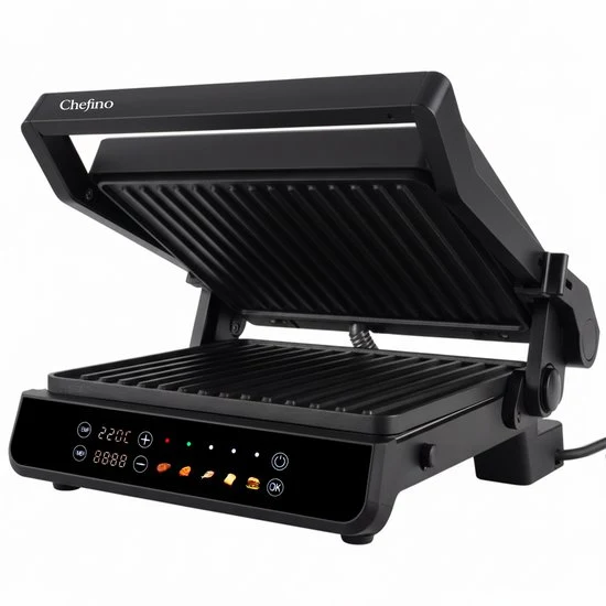 Chefino Contactgrill XL - 2000W - PFAS-vrij, uitneembare platen & 5 kookstanden - Groot Formaat - Tosti ijzer - Panini mak...