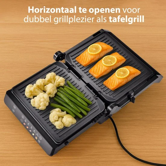 Chefino Contactgrill XL - 2000W - PFAS-vrij, uitneembare platen & 5 kookstanden - Groot Formaat - Tosti ijzer - Panini mak...