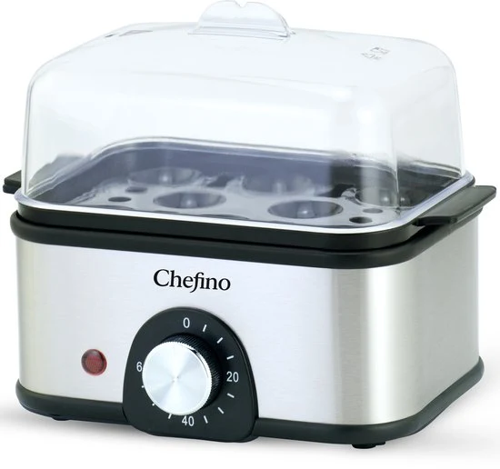 Chefino Eierkoker – Elektrisch – 8 Eieren – RVS – BPA-vrij – Timer & Automatische Uitschakeling – Inclusief Maatbeker met...