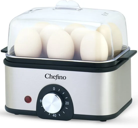 Chefino Eierkoker – Elektrisch – 8 Eieren – RVS – BPA-vrij – Timer & Automatische Uitschakeling – Inclusief Maatbeker met...