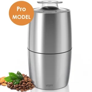 Elektrische Koffiemolen - 200W - 60g Capaciteit - Roestvrij Staal - Stil (45dB) - Koffiebonen, Noten & Specerijen