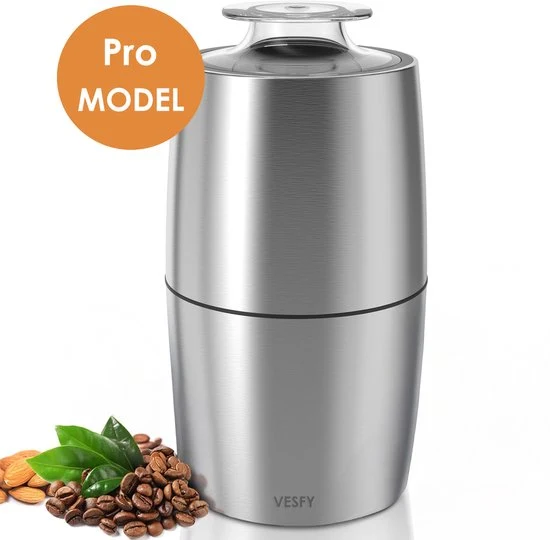 Elektrische Koffiemolen - 200W - 60g Capaciteit - Roestvrij Staal - Stil (45dB) - Koffiebonen, Noten & Specerijen