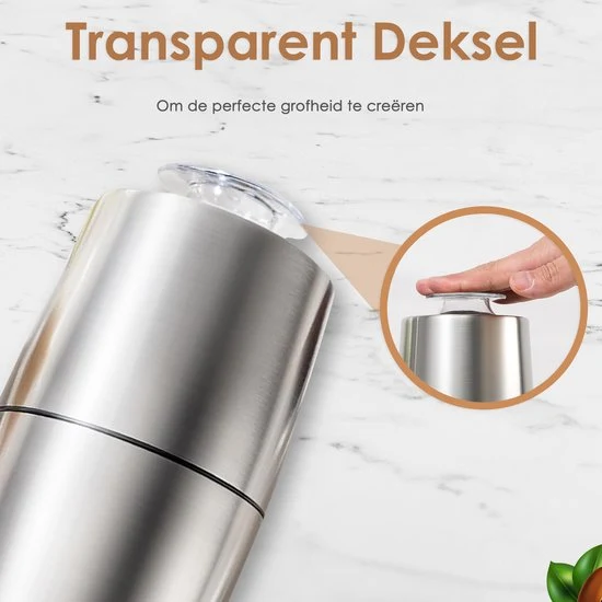 Elektrische Koffiemolen - 200W - 60g Capaciteit - Roestvrij Staal - Stil (45dB) - Koffiebonen, Noten & Specerijen