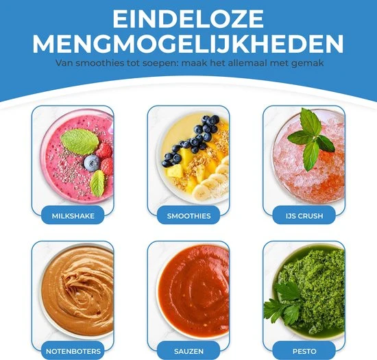 NovaWare Blender - 1.5L - Inclusief beker to go 600ml - 1300W Smoothie Maker - Mini Blender – Met Display - Glas - Zwart