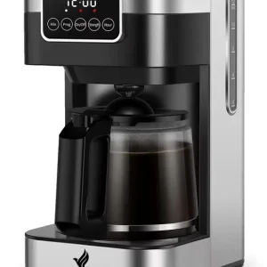 NovaWare Koffiezetapparaat Filterkoffie - 1.5L – Met Glazen Kan & Herbruikbaar Filter - Koffiemachines - Display – 12 Kopj...