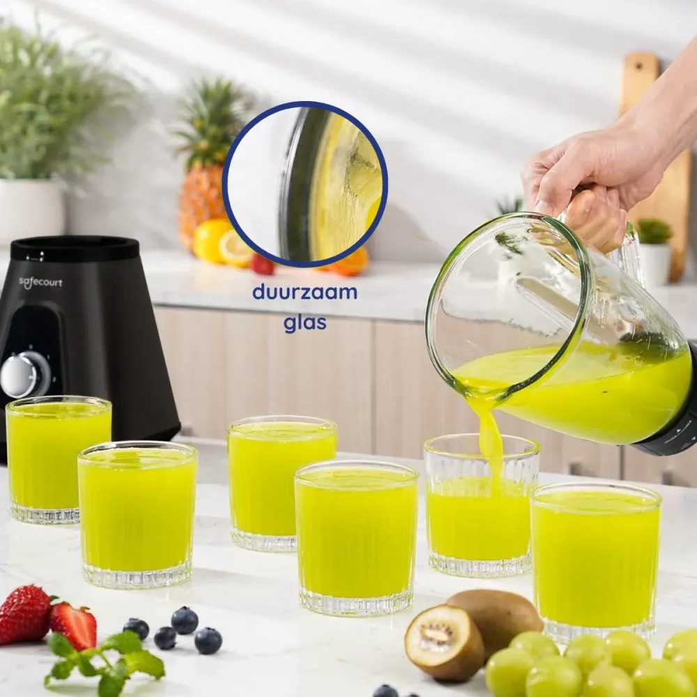 Safecourt Kitchen Blender - Smoothie maker - Krachtige 1200W - To-Go Beker - 3 Standen - Zwart