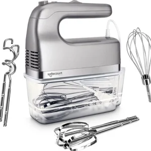 Safecourt Kitchen - Handmixer 450W – 10 Snelheden met Turbofunctie – Inclusief Deeghaken, Kloppers en Opbergbasis