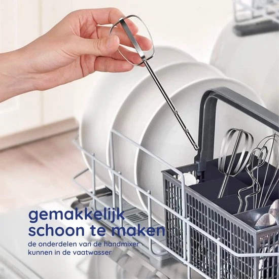 Safecourt Kitchen - Handmixer 450W – 10 Snelheden met Turbofunctie – Inclusief Deeghaken, Kloppers en Opbergbasis