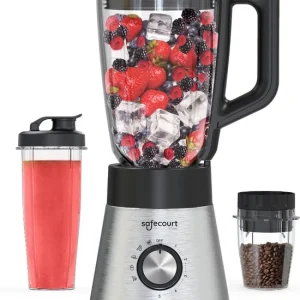Safecourt Kitchen Power blender - 5 automatische programma's - Smoothie maker - 1300 Watt - RVS