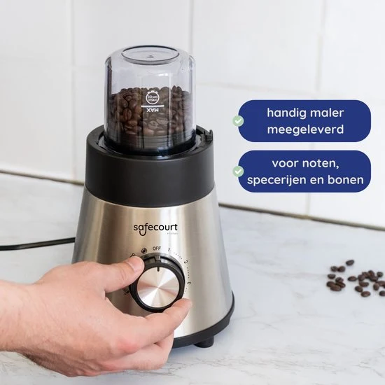 Safecourt Kitchen Power blender - 5 automatische programma's - Smoothie maker - 1300 Watt - RVS