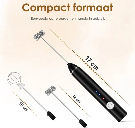 Vesfy Elektrische Melkopschuimer – USB Oplaadbaar – Krachtig & Snel – 3 Snelheden – Perfect Melkschuim voor Cappuccino & L...