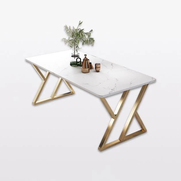 Actueel Dining Room Set Standard Height Sintered Stone Top and Gold Legs Formal Table Set 47