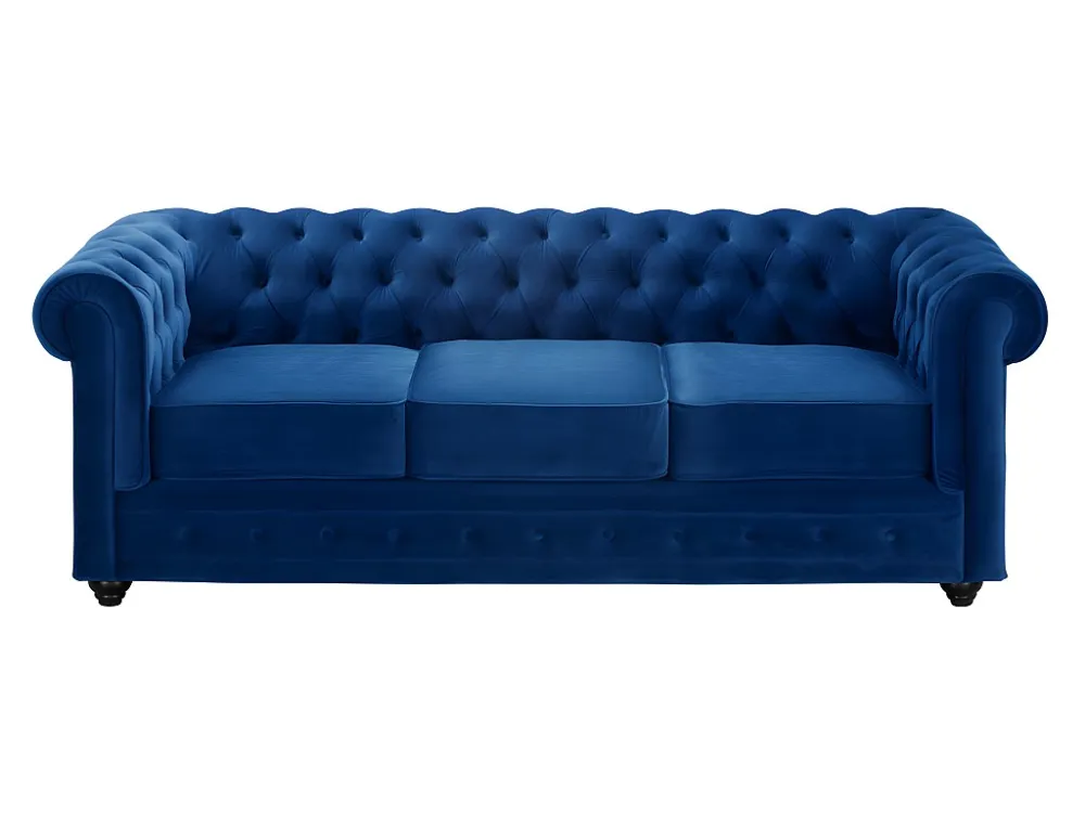 Bankstel en fauteuil CHESTERFIELD - Fluweel - Koningsblauw - Koop nu gewoon en goedkoop