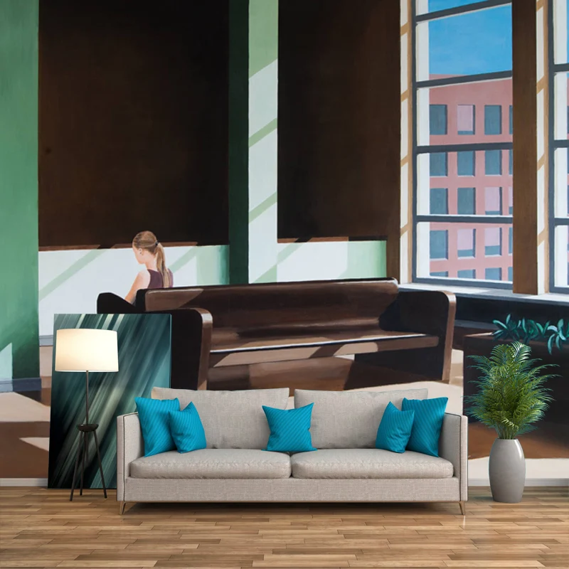 Cappuccino Sitting Alone Painting Murals Stain Resistant Wall Covering Girls Bedroom Brown