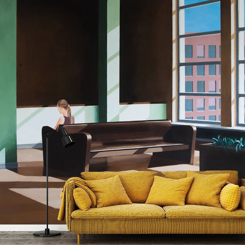 Cappuccino Sitting Alone Painting Murals Stain Resistant Wall Covering Girls Bedroom Brown