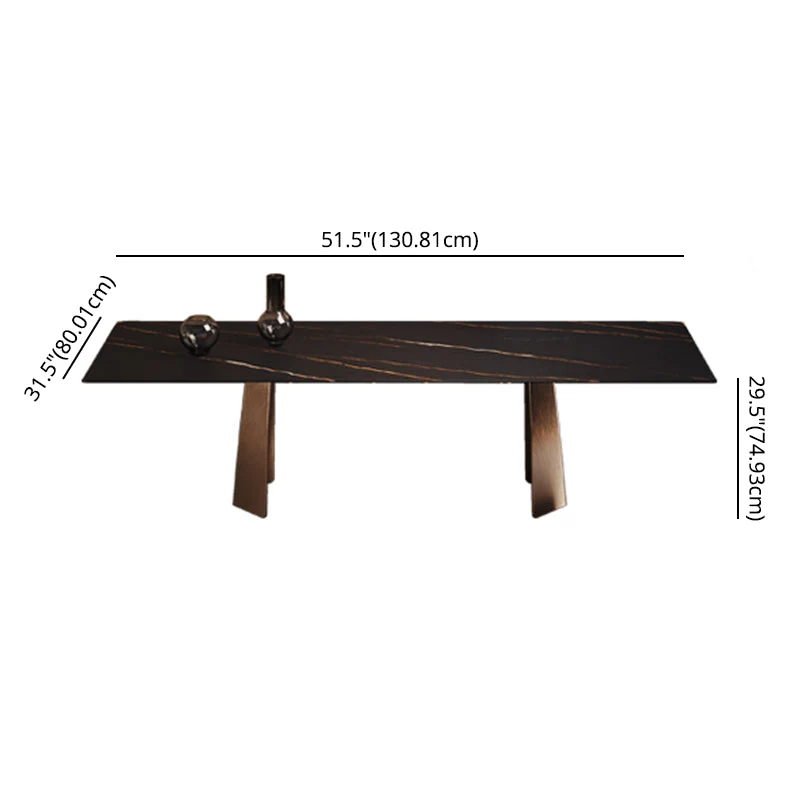 Clean Sintered Stone Dining Room Set Rectangle Top and Metal Base Formal Table Set 51