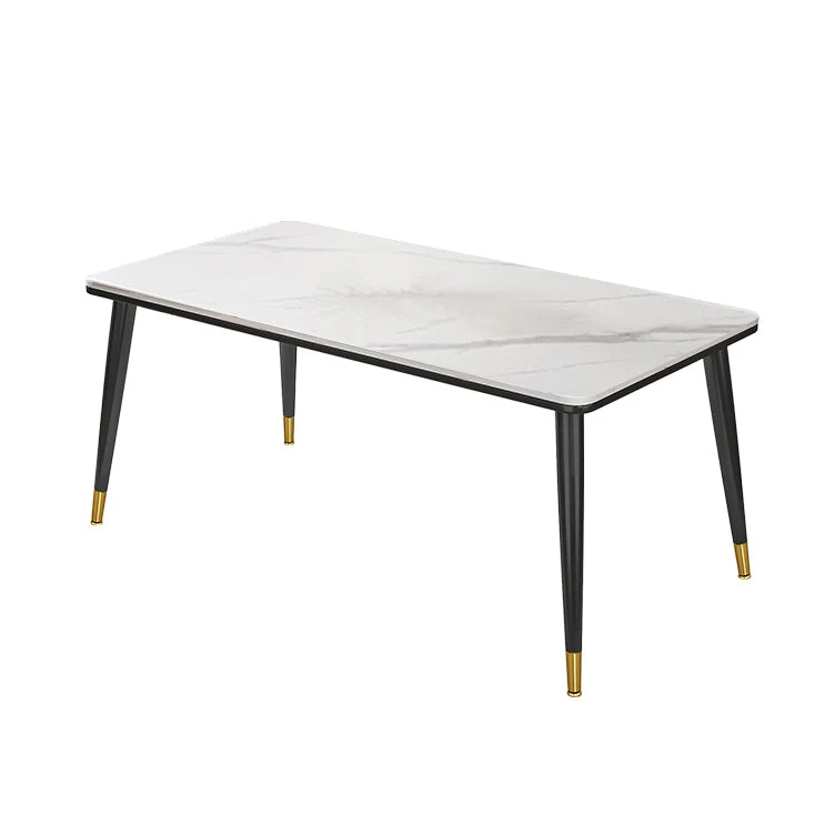 Contemporain Fixed Sintered Stone Dining Room Table 4 Metallic Legs Kitchen Dining Set 47