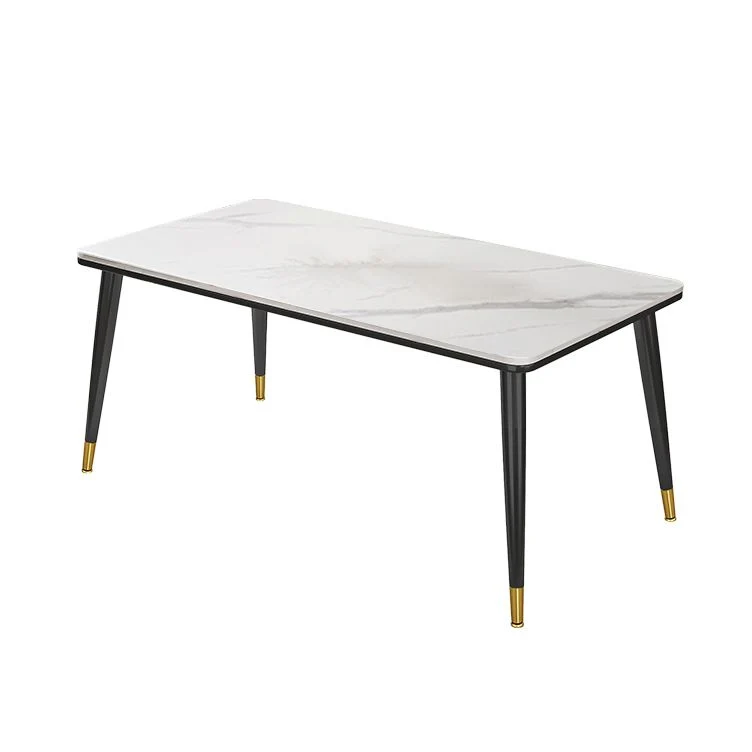 Contemporain Fixed Sintered Stone Dining Room Table 4 Metallic Legs Kitchen Dining Set 47