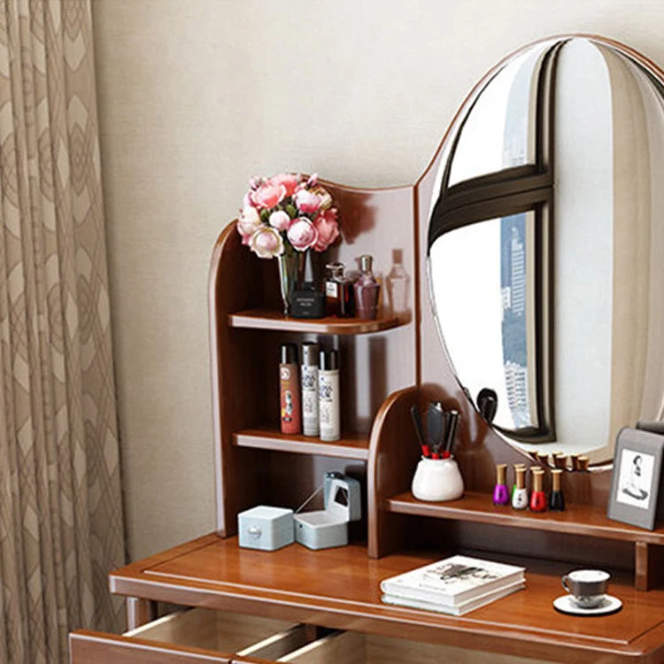 Contemporain Vanity Table and Stool Set Solid Wood Vanity Desk Bedroom 37l
