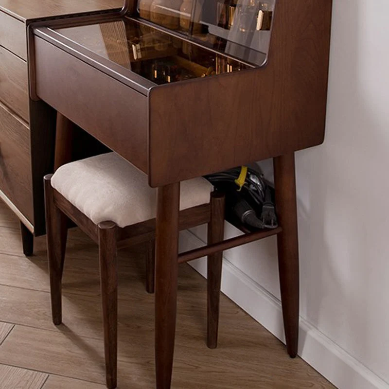 Contemporain Vanity Table and Stool Set Wooden and Glass Drawer Vanity Desk 23