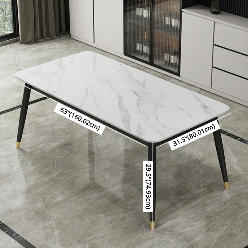 Contemporary Fixed Marble Dining Table Set 4 Koolzwart Metallic Legs Kitchen Dining Set 47