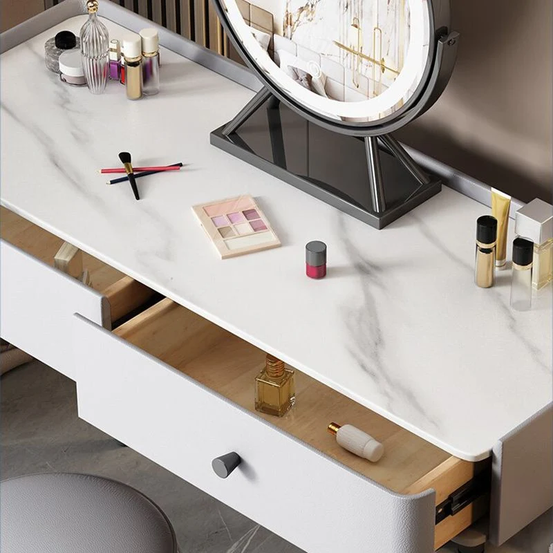 Contemporary Stone Top Vanity Drawers Grey Vanity Set Stool 29