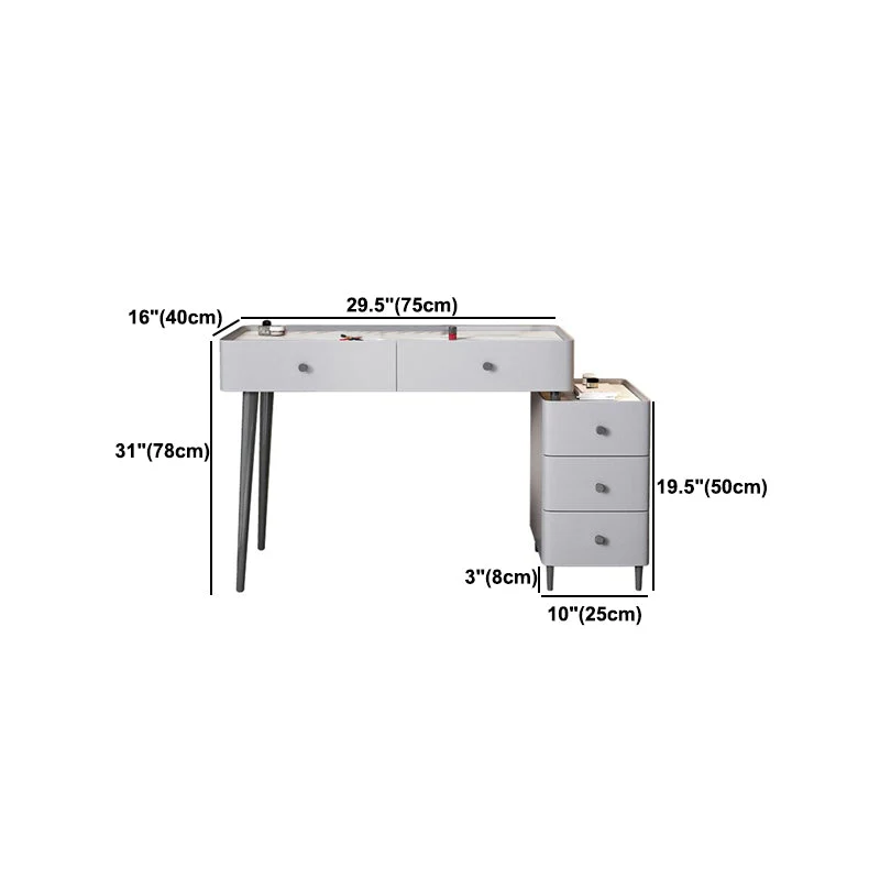 Contemporary Stone Top Vanity Drawers Grey Vanity Set Stool 29