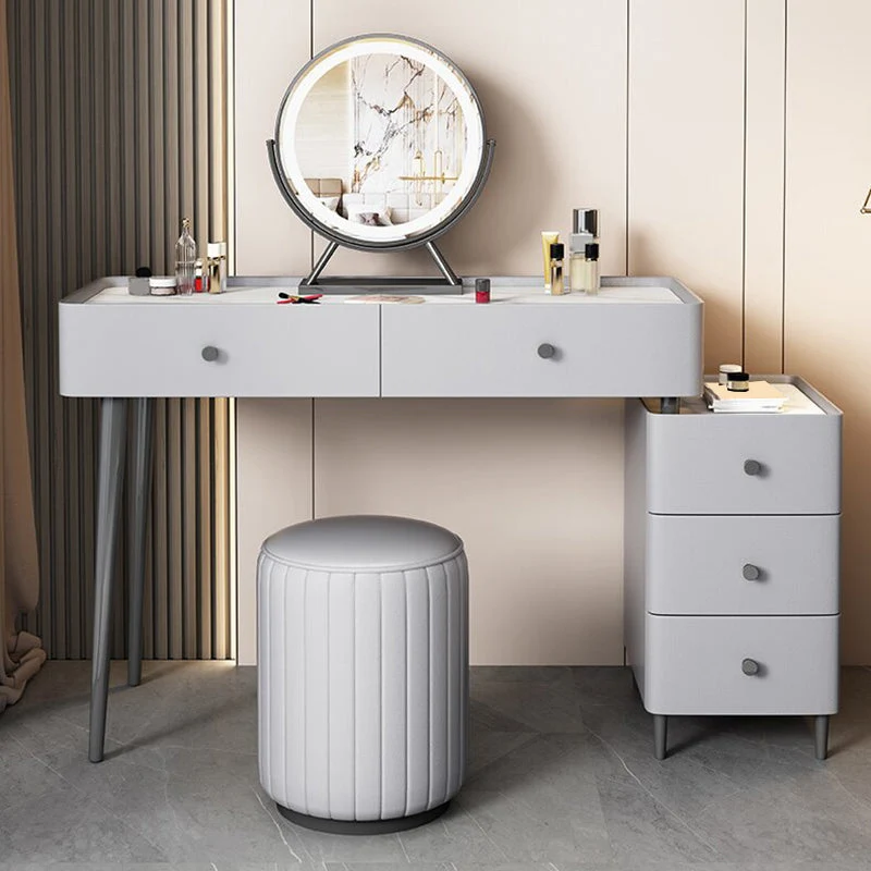 Contemporary Stone Top Vanity Drawers Grey Vanity Set Stool 29