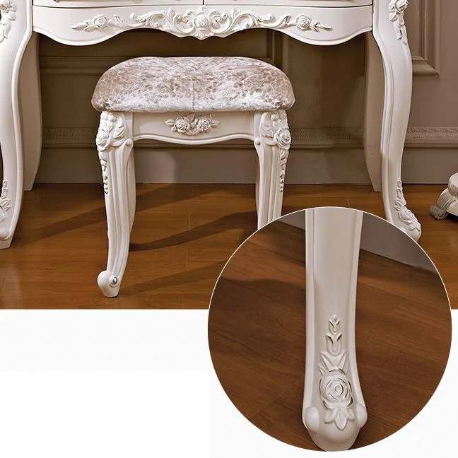 4 Drawers White/Blak/ /Golden MakeupTable Stool Set, 18.89" W x 63.77" H 31