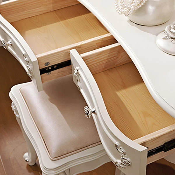 4 Drawers White/Blak/ /Golden MakeupTable Stool Set, 18.89" W x 63.77" H 31
