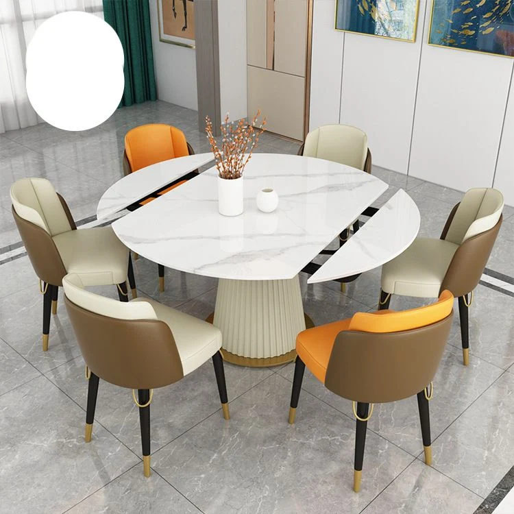 Eigentijds Dining Room Set Standard Height Sintered Stone Top and White Leg Formal Table Set 51