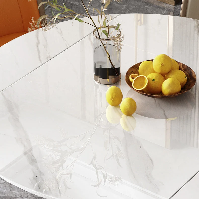Eigentijds Dining Room Set Standard Height Sintered Stone Top and White Leg Formal Table Set 51