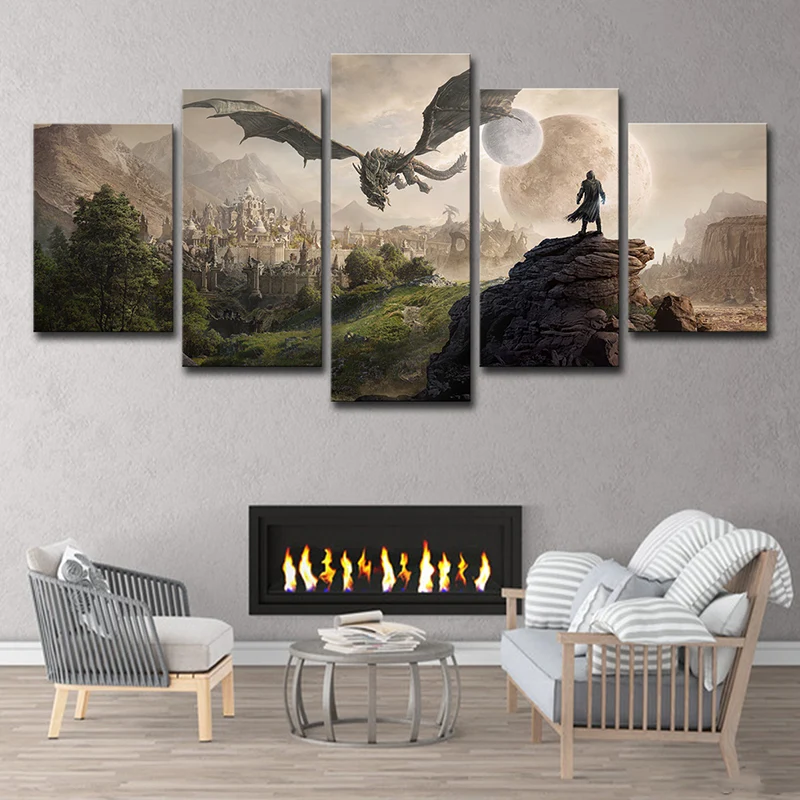 Elder Scrolls Scene Art Print Kids Style Multi-Piece Wall Decor Bruin Bedroom Brown