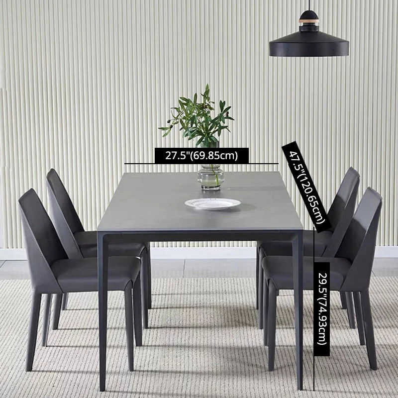 Gebruikelijk Sintered Stone Top Dining Set 4 Black Metallic Legs Dining Furniture 55
