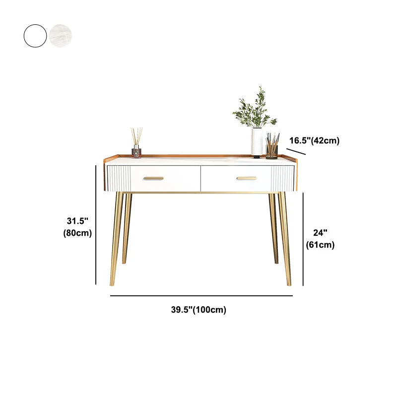 Glam Style 31.5" Height Wood/slate Table Top Makeup Vanity Set Drawers 31l