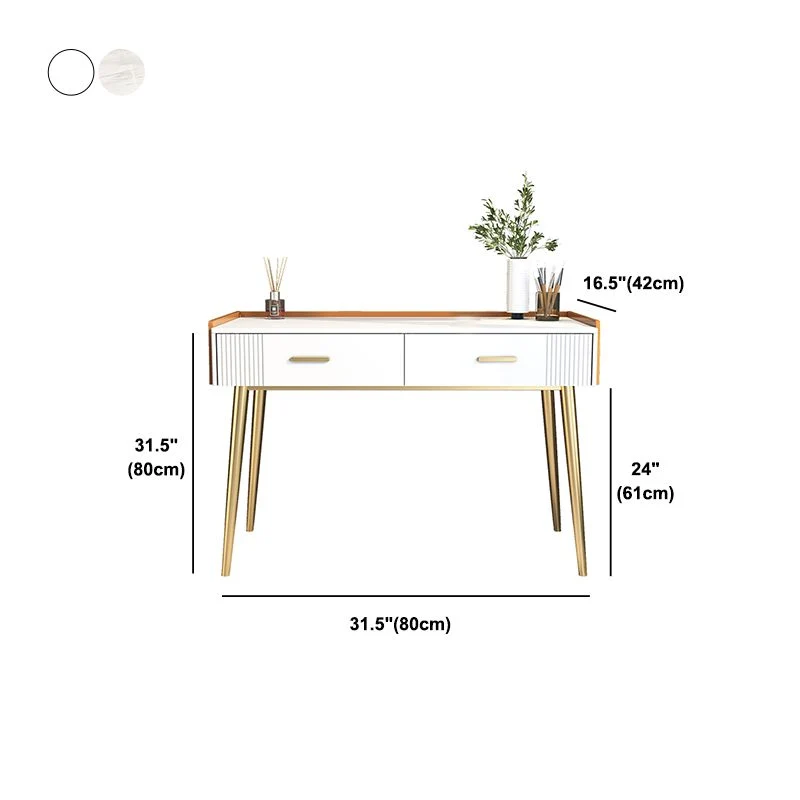 Glam Style 31.5" Height Wood/slate Table Top Makeup Vanity Set Drawers 31l