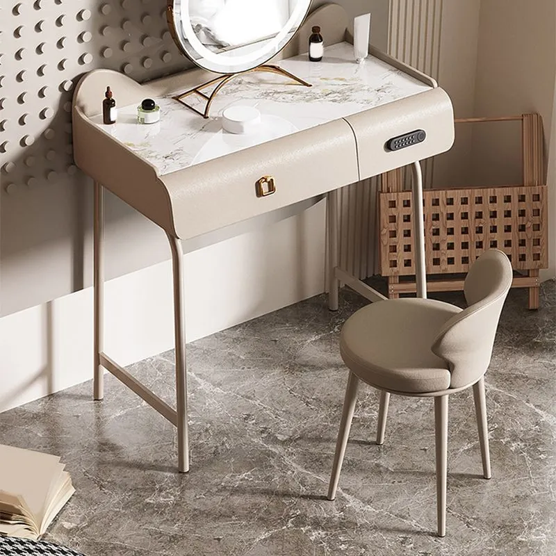 Glam Wood/ Marble Drawer Vanity Table and Stool Set Bedroom 20l