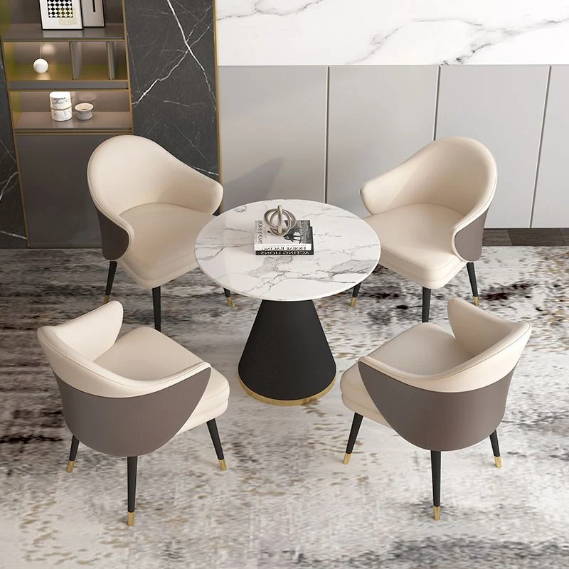Hedendaags Style Sintered Stone White Dining Room Set Round Table Formal Dining Table Furniture 23