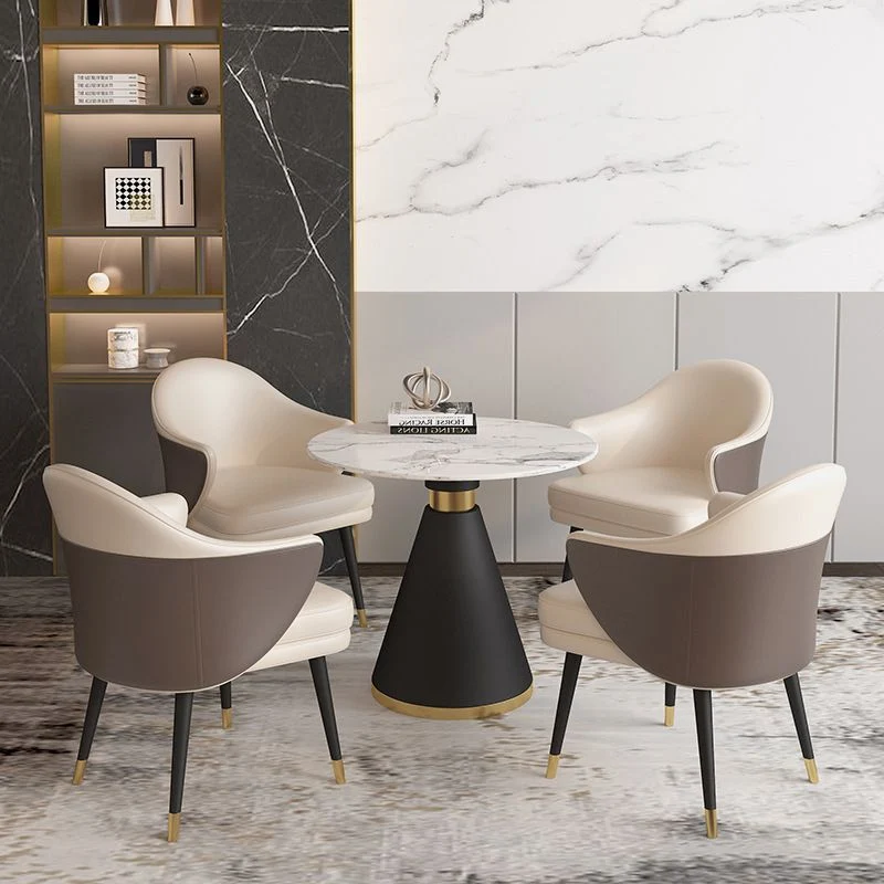 Hedendaags Style Sintered Stone White Dining Room Set Round Table Formal Dining Table Furniture 23