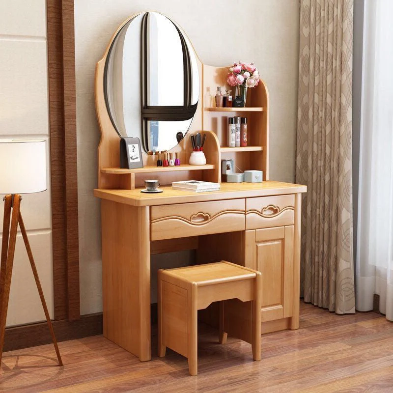 Hedendaags Vanity Table and Stool Set Solid Wood Vanity Desk Bedroom 37l